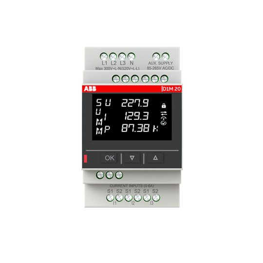 D1m 20 centrale de mesures modulaire montage sur rail modbus rtu ( lcd )