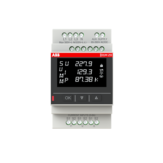 D1m 20 centrale de mesures modulaire montage sur rail modbus tcp ( lcd )