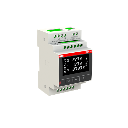 D1m 20 centrale de mesures modulaire montage sur rail modbus tcp ( lcd )