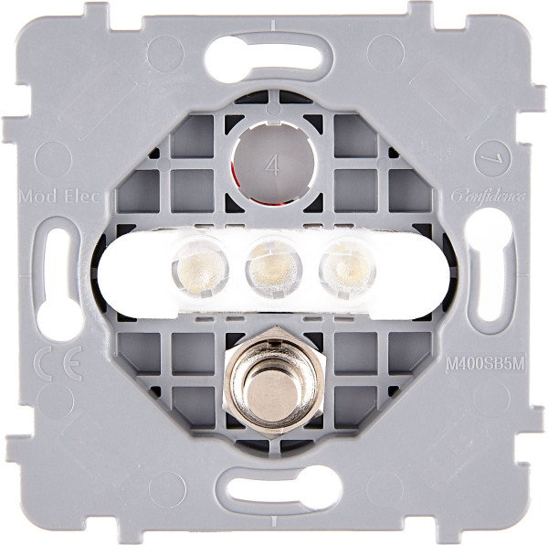 Mécanisme simple Acier 1 PUSH + 3LED blc (073-155G)