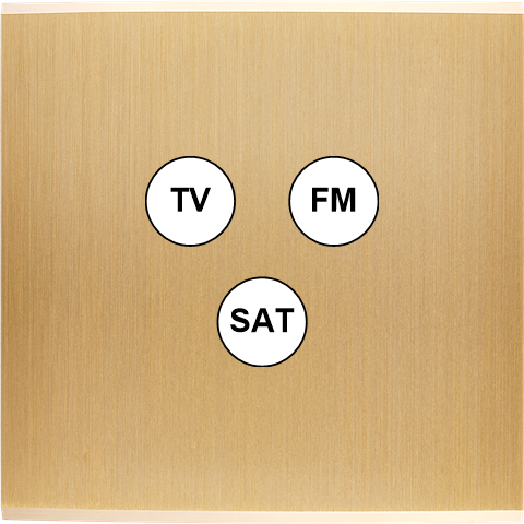 Façade Confidence Laiton Brossé simple TV-FM-SAT sans vis (196-410M)