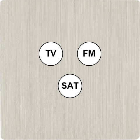 Façade "m" nickel brossé simple 1 tv-fm-sat sans vis