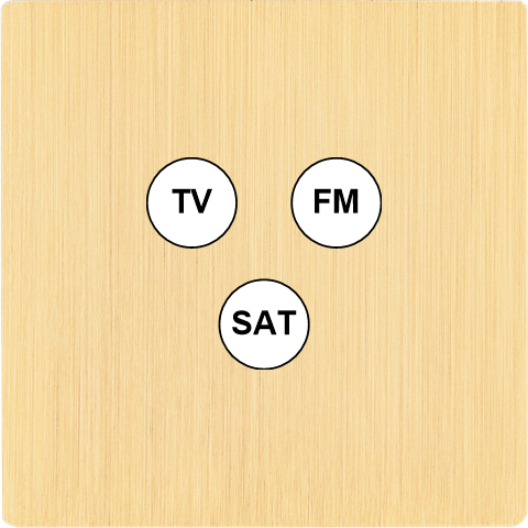 Façade "m" laiton brossé simple 1 tv-fm-sat sans vis