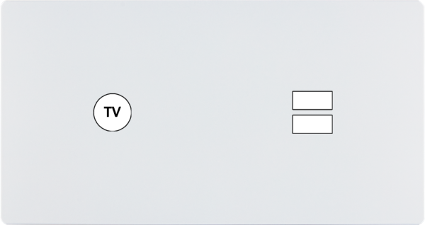 Façade "m" blanc mat double horizontale 1 prise tv 1 chargeur usb sans vis