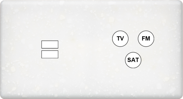 Façade hitera terrazzo blanc double horizontale ouverture pour chargeur double usb 1 tv-fm-sat 