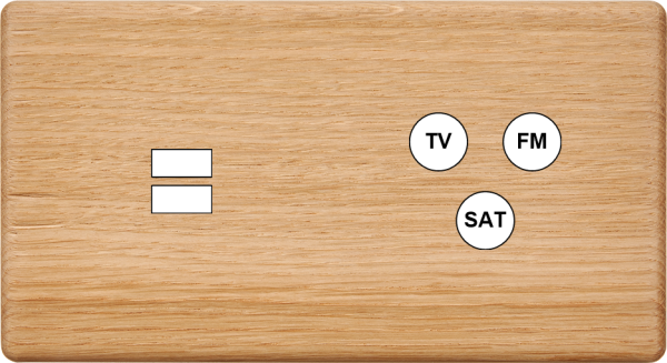 Façade hitera chêne clair double horizontale ouverture pour chargeur double usb 1 tv-fm-sat 