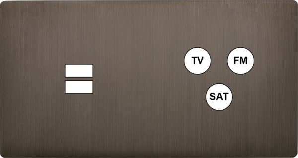 Façade "m" laiton canon fusil db horizontal 1 chargeur usb 1 tv-fm-sat sans vis