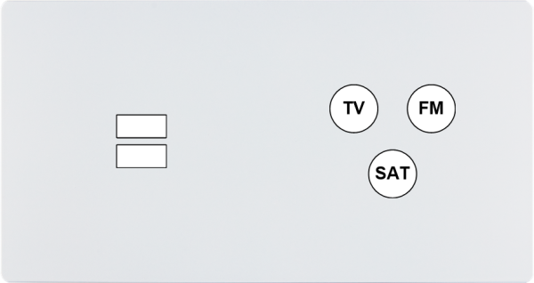 Façade "m" blanc mat double horizontale 1 chargeur usb 1 tv-fm-sat sans vis