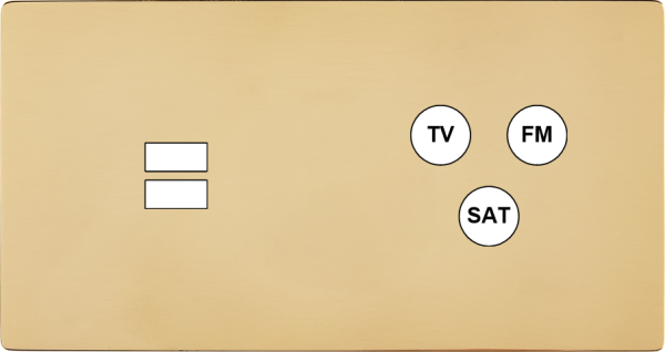 Façade "m" laiton miroir double horizontale 1 chargeur usb 1 tv-fm-sat sans vis