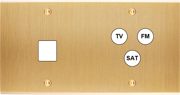 Façade Confidence Laiton double horizontale 1 MEDIA TV-FM-SAT à vis (269-410)