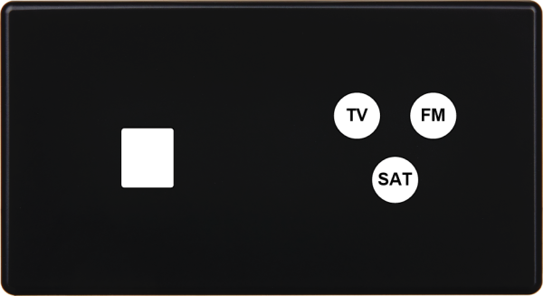 Façade Hikari noir soft touch double horizontale 1 media TV-FM-SAT (269-482)