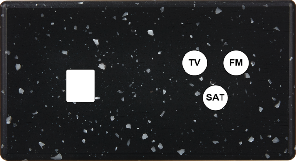 Façade Hikari terrazzo noir double horizontale 1 media TV-FM-SAT (269-486)