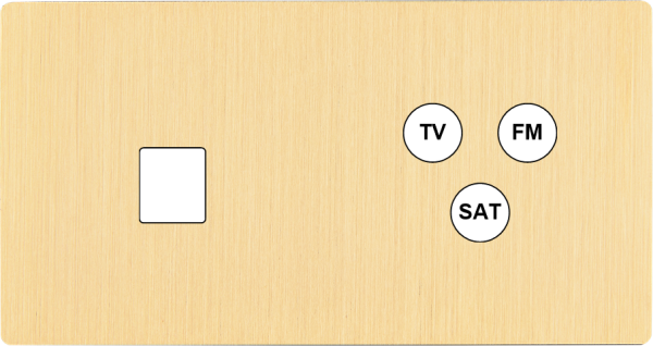 Façade "m" laiton brossé double horizontale 1 media 1 tv-fm-sat sans vis
