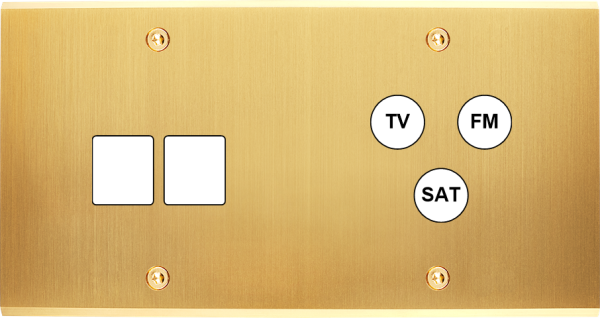 Façade Confidence Laiton Satiné double horizontale 2 MEDIA TV-FM-SAT à vis (270-419)