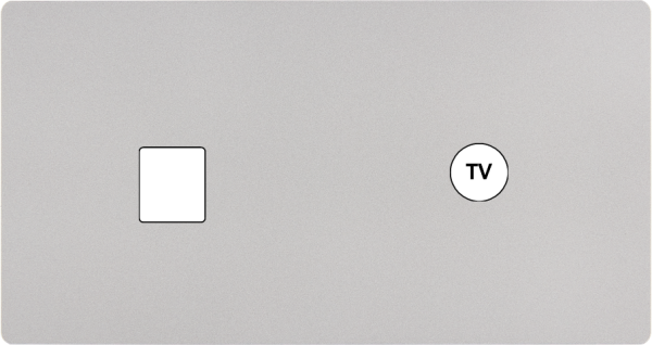 Façade "m" nickel sablé double horizontale 1 media 1 prise tv sans vis