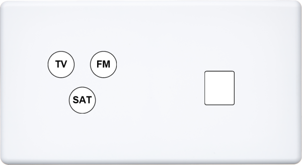 Façade Hikari blanc soft touch double horizontale TV-FM-SAT 1 media (274-481)