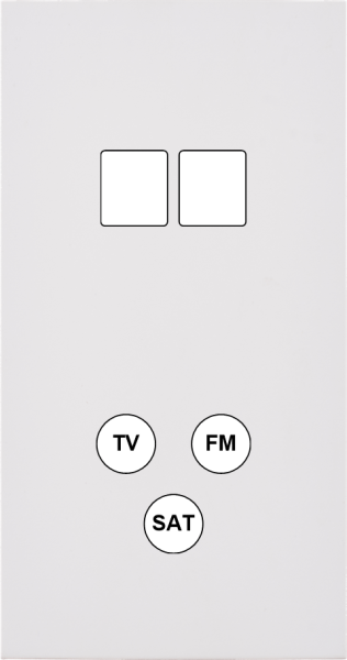 Façade désir blanc mat double verticale 2 medias tv-fm-sat