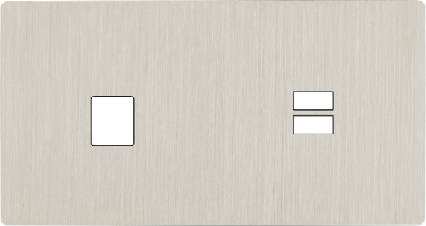 Façade "m" nickel brossé double horizontale 1 media 1 chargeur usb sans vis