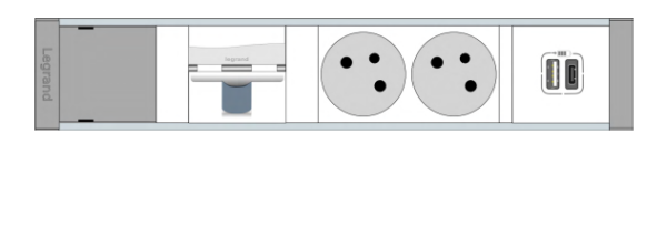 Bloc nourrice Legrand avec 1 prise RJ45 cat6 FTP et 2 prises 2P+T et 1 chargeur USB - LG2408002145830