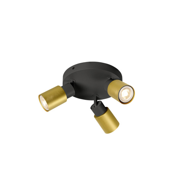 Puri 2.0 tube, plafonnier et applique, rond, 3x max. 6 w gu10, noir / doré