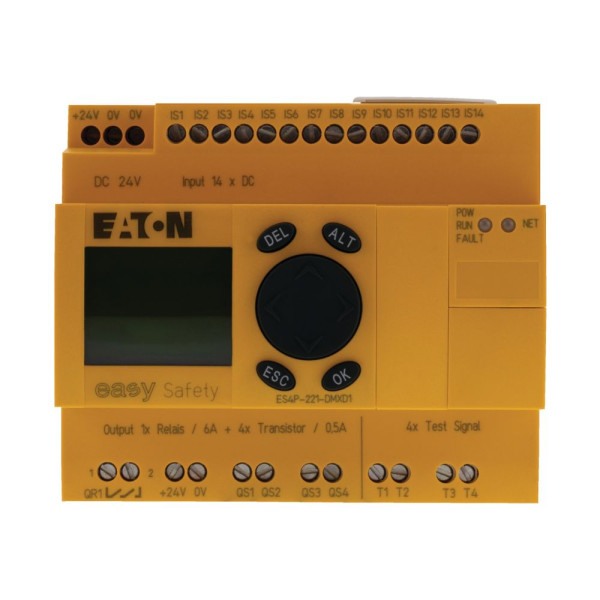 Modules logiques de sécurité, 24v dc, 14 e. Tor 4 s. Tor, afficheur (ES4P-221-DMXD1)