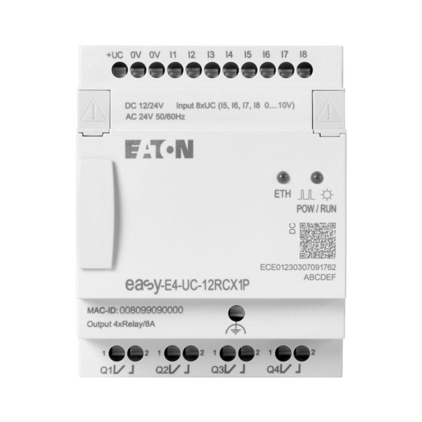 Module logique 12/24 vdc,24 vac, sans aff., 8e tor: 4 ana, 4s relais, push-in (EASY-E4-UC-12RCX1P)