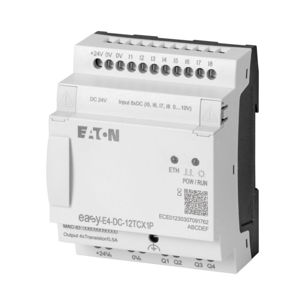 Module logique 24 v dc, sans afficheur, 8e tor: 4 ana, 4s transistor, push-in (EASY-E4-DC-12TCX1P)