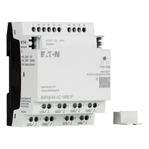 Extension e/s, 100-240 v ac/dc, 8 entrées tor, 8 sorties relais, push-in (EASY-E4-AC-16RE1P)