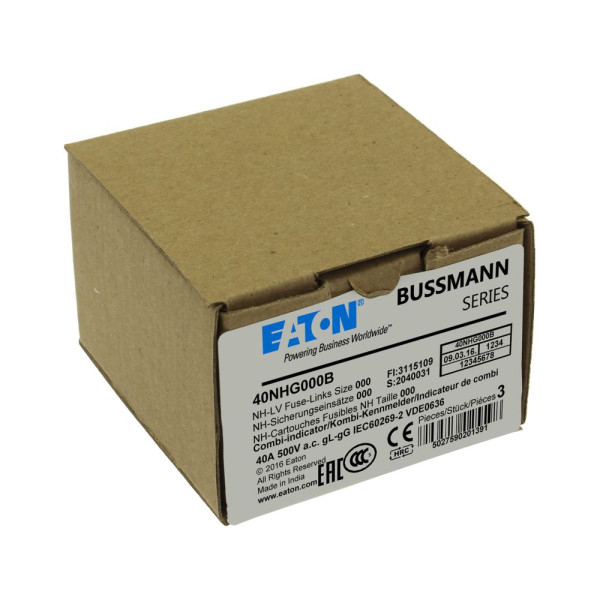 Nh fuse 40a 500v gg/gl size 000 