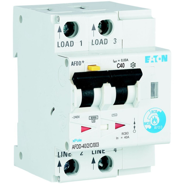 Disj. diff. et de dét d'arc élec., 2 poles, 40a, courbe c, 30ma, type ac (AFDD-40/2/C/003)
