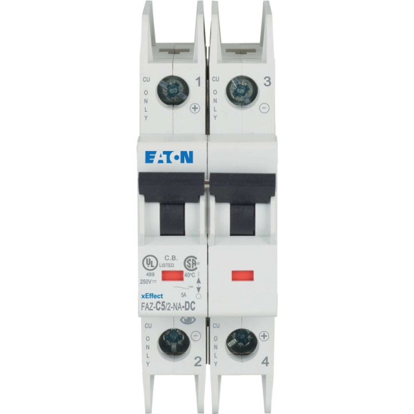 Disjoncteur modulaire, 5a, 2p, courbe c, dc (FAZ-C5/2-NA-DC)