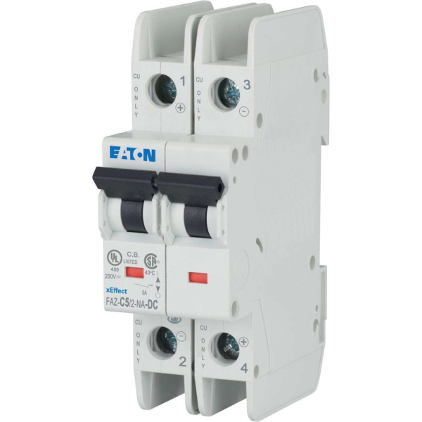 Disjoncteur modulaire, 5a, 2p, courbe c, dc (FAZ-C5/2-NA-DC)