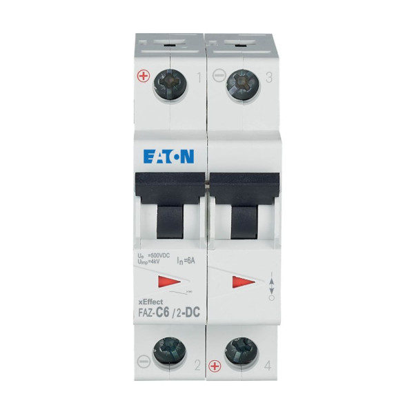 Disjoncteur modulaire, 6a, 2p, courbe c, dc (FAZ-C6/2-DC)