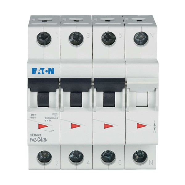 Disjoncteur modulaire, 4a, 3np, courbe c (FAZ-C4/3N)