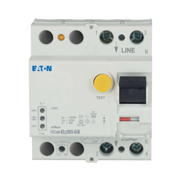 Interrup. diff. électronique frcdm, 63a, 2p, 30ma, 10ka, g/b-type (frcdm-63/2/003-g/b)