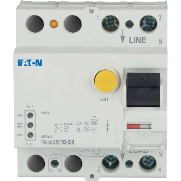 Interrup. diff. électronique frcdm, 25 a, 2p, 300 ma, type s/b (frcdm-25/2/03-s/b)