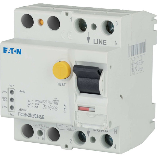 Interrup. diff. électronique frcdm, 25 a, 2p, 300 ma, type s/b (frcdm-25/2/03-s/b)