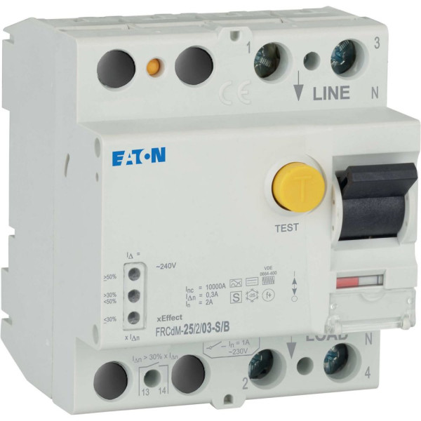 Interrup. diff. électronique frcdm, 25 a, 2p, 300 ma, type s/b (frcdm-25/2/03-s/b)