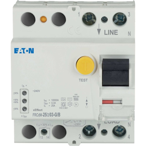 Interrup. diff. électronique frcdm, 25 a, 2p, 300 ma, type g/b (frcdm-25/2/03-g/b)