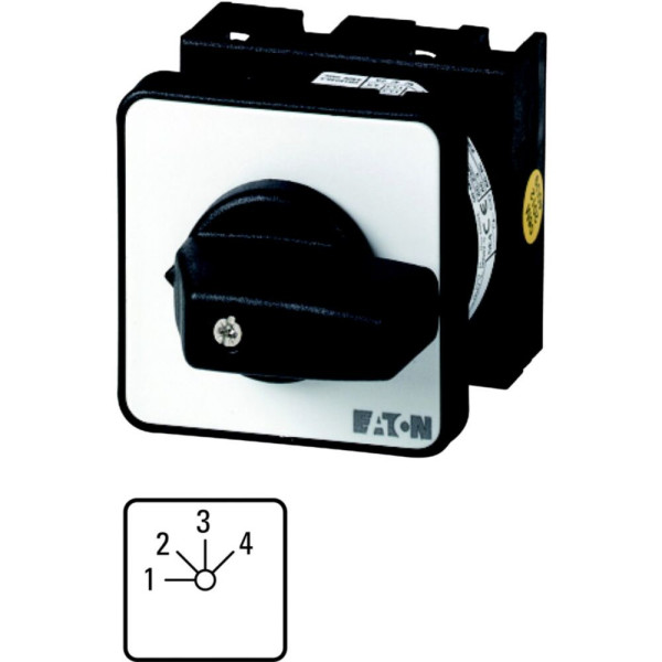 Commutateur à gradin, cont.: 8, 20a, 1-4, 45°, 4 crans 45°, à acc., encastré (T0-4-8251/E)