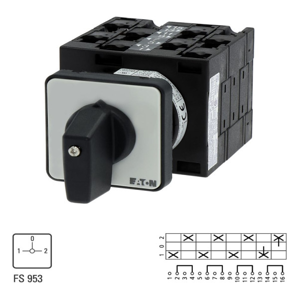 Inverseurs, contacts: 8, 32 a, plastron: 1-0-2, 90°, à accrochage, encastré (T3-4-8294/E)