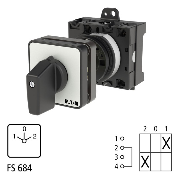 Inverseur, cont.: 2, 32a, 1-0-2, 60°, à accrochage, encastré, fixation arrière (T3-1-8210/Z)