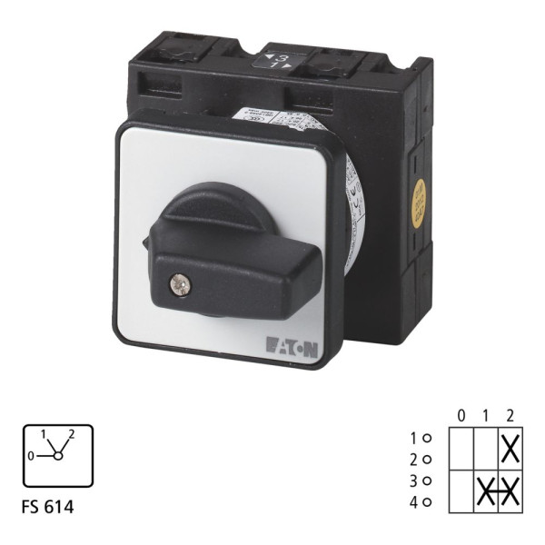 Commutateur à gradin pour chauffage, cont.: 2, 32a, 0-2, 60°, à acc., encastré (T3-1-91/E)