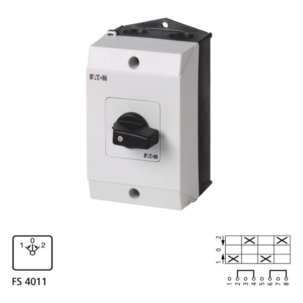 Inverseurs, contacts: 4, 32 a, plastron: 2>0<1, 45 °, à rappel, en saillie (T3-2-8215/I2)