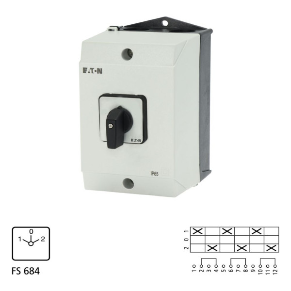 Inverseurs, contacts: 6, 32 a, plastron: 1-0-2, 60 °, à accrochage, en saillie (T3-3-8212/I2)