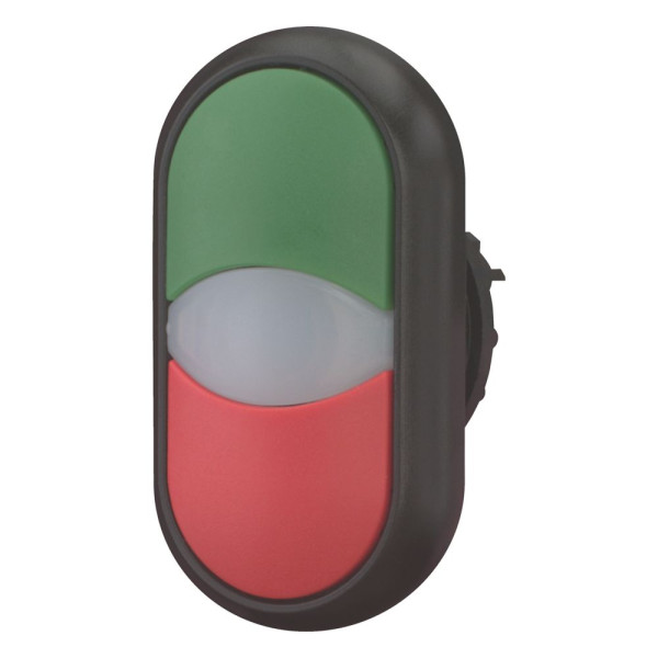 Bouton-poussoir double avec élement del, vert/blanc/rouge (M22S-DDL-GR)