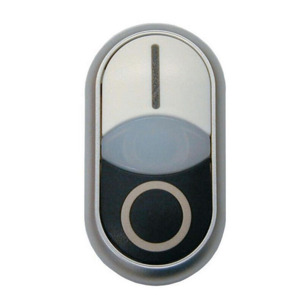 Bouton-poussoir double avec élement del, blanc i/blanc/noir 0 (M22-DDL-WS-X1/X0)