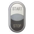 Bouton-poussoir double avec élement del, blanc start/blanc/noir stop (M22-DDL-WS-GB1/GB0)