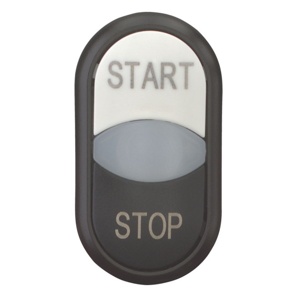 Bouton-poussoir double avec élement del, blanc start/blanc/noir stop (M22S-DDL-WS-GB1/GB0)