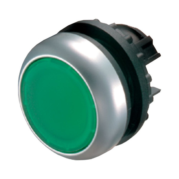 Bouton-poussoir lumineux, plat, vert, à rappel (M22-DL-G)